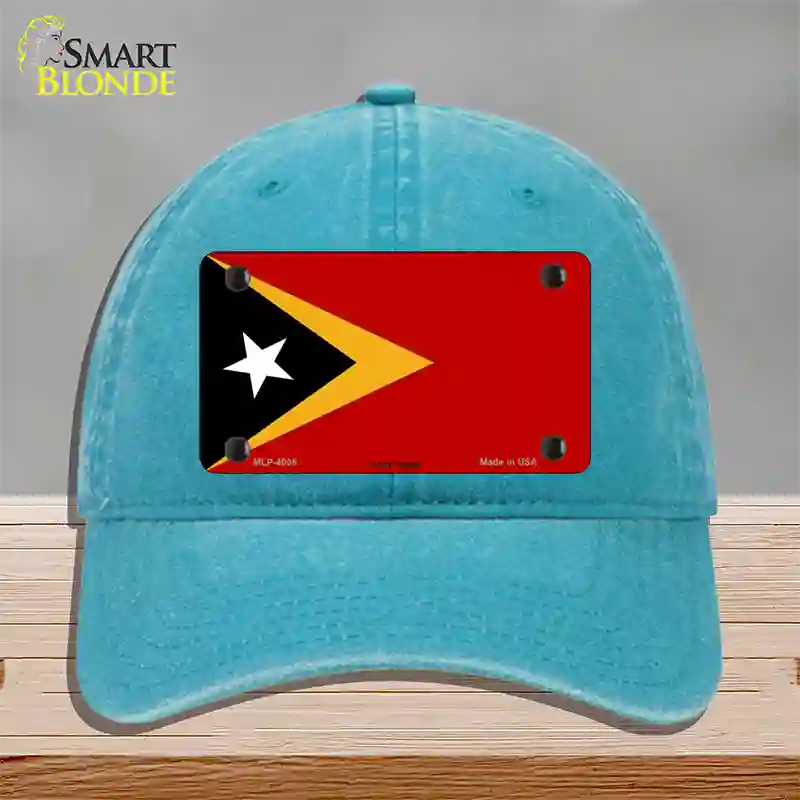 East Timor Flag Novelty License Plate Hat Unconstructed Cotton / Lake Blue