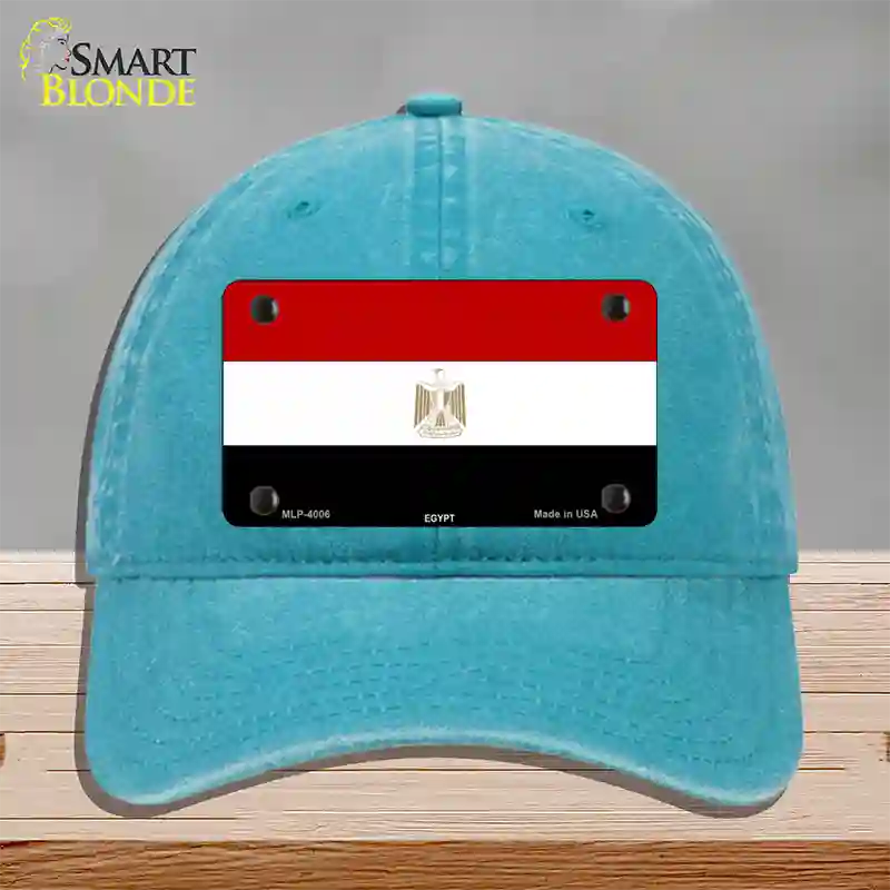 Egypt Flag Novelty License Plate Hat Unconstructed Cotton / Lake Blue