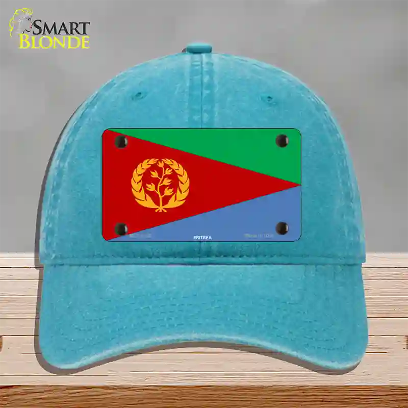 Eritrea Flag Novelty License Plate Hat Unconstructed Cotton / Lake Blue