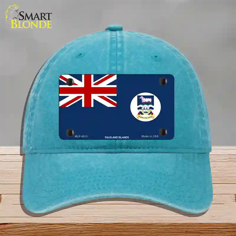 Falkland Islands Flag Novelty License Plate Hat Unconstructed Cotton / Lake Blue