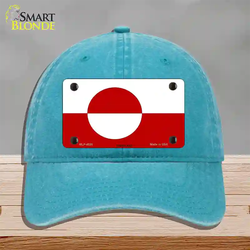 Greenland Flag Novelty License Plate Hat Unconstructed Cotton / Lake Blue