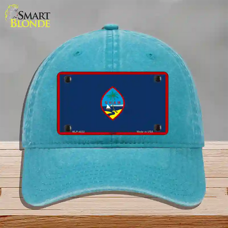Guam Flag Novelty License Plate Hat Tag Unconstructed Cotton / Lake Blue