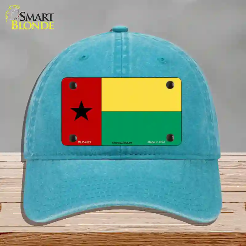 Guinea-Bissau Flag Novelty License Plate Hat Tag Sign Unconstructed Cotton / Lake Blue