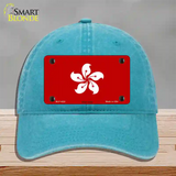 Hong Kong Flag Novelty License Plate Hat Unconstructed Cotton / Lake Blue