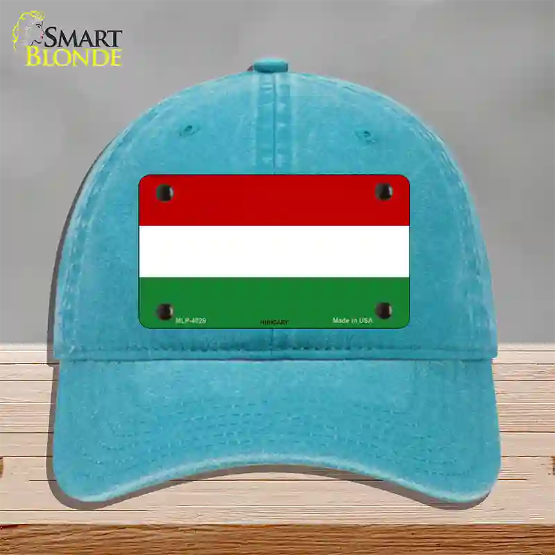 Hungary Flag Novelty License Plate Hat Unconstructed Cotton / Lake Blue