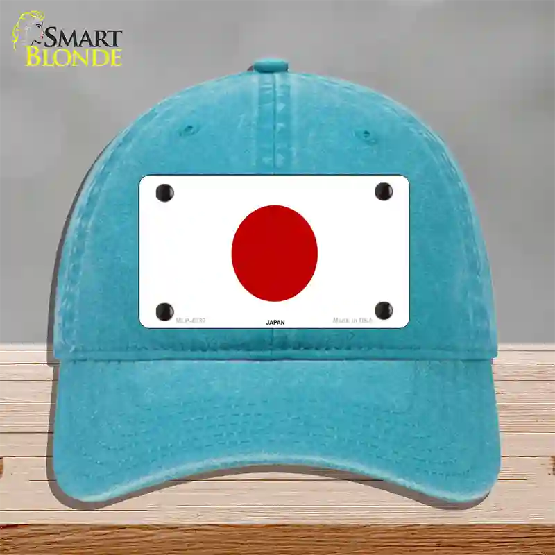 Japan Flag Novelty License Plate Hat Unconstructed Cotton / Lake Blue