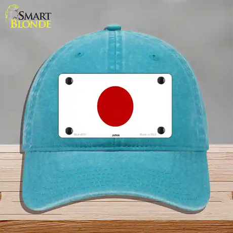 Japan Flag Novelty License Plate Hat Unconstructed Cotton / Lake Blue