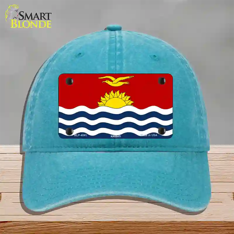 Kiribati Flag Novelty License Plate Hat Unconstructed Cotton / Lake Blue