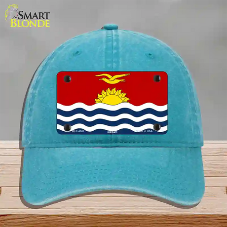 Kiribati Flag Novelty License Plate Hat Unconstructed Cotton / Lake Blue