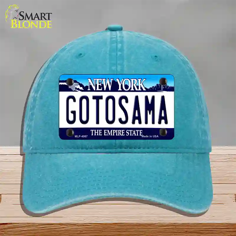 Gotosama New York Novelty License Plate Hat Unconstructed Cotton / Lake Blue