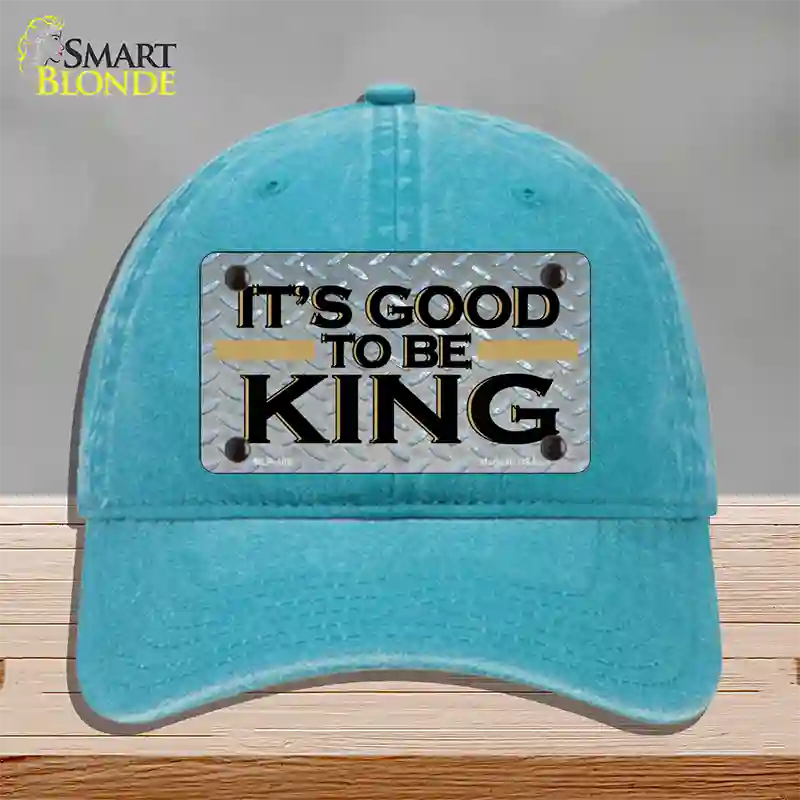 Good To Be King Novelty License Plate Hat Unconstructed Cotton / Lake Blue