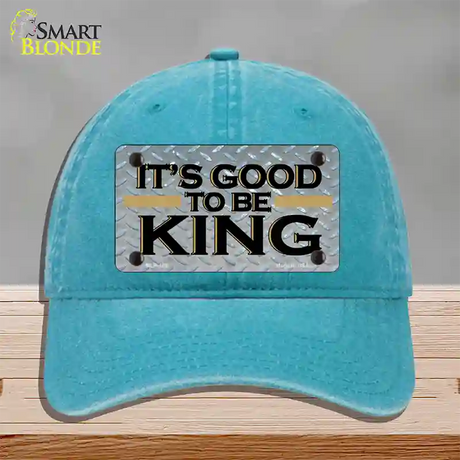 Good To Be King Novelty License Plate Hat Unconstructed Cotton / Lake Blue