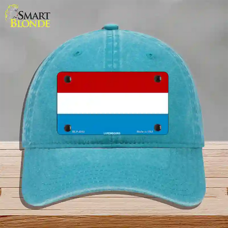 Luxembourg Flag Novelty License Plate Hat Unconstructed Cotton / Lake Blue