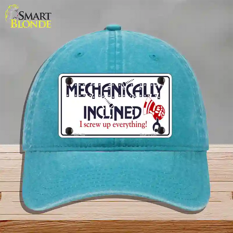 Mechanically Inclined Novelty License Plate Hat Unconstructed Cotton / Lake Blue