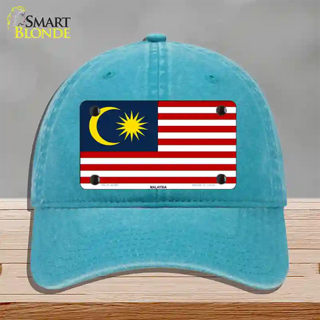 Malaysia Flag Novelty License Plate Hat Unconstructed Cotton / Lake Blue