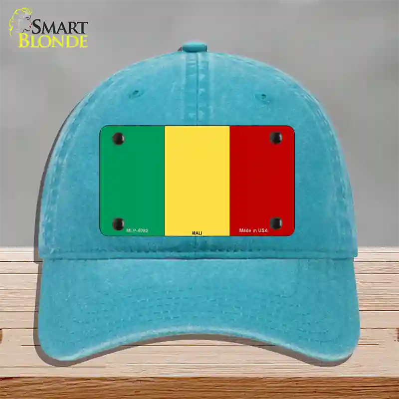 Mali Flag Novelty License Plate Hat Unconstructed Cotton / Lake Blue