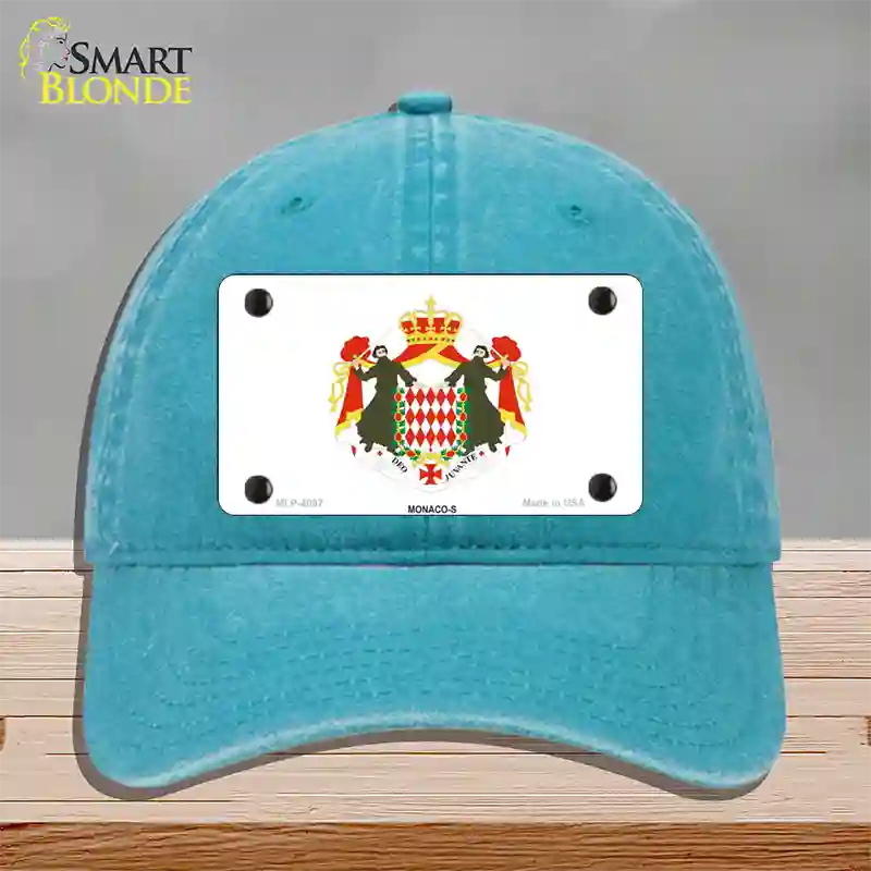 Monaco-S Flag Novelty License Plate Hat Unconstructed Cotton / Lake Blue