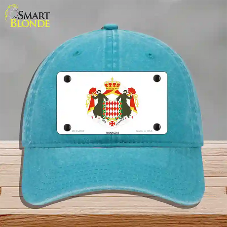 Monaco-S Flag Novelty License Plate Hat Unconstructed Cotton / Lake Blue