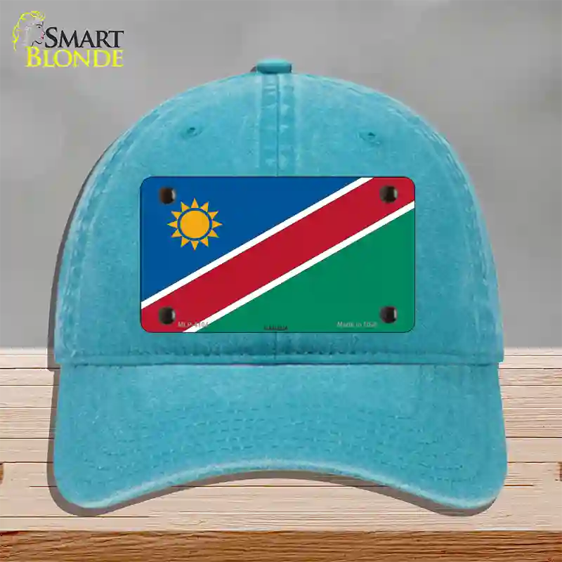 Namibia Flag Novelty License Plate Hat Unconstructed Cotton / Lake Blue