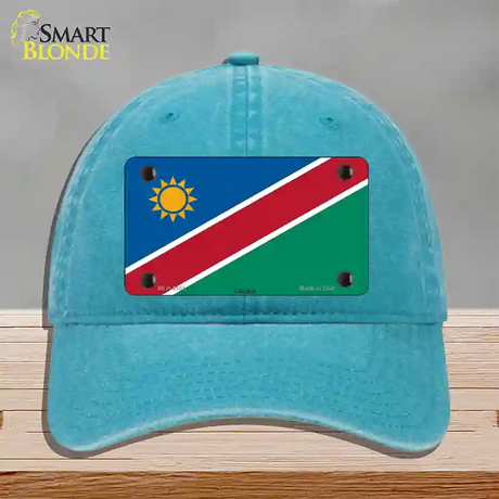 Namibia Flag Novelty License Plate Hat Unconstructed Cotton / Lake Blue