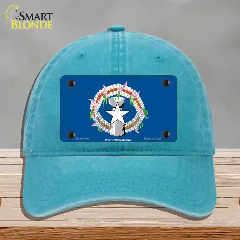 Northern Marianas Flag Novelty License Plate Hat Unconstructed Cotton / Lake Blue