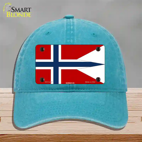 Norway-NS Flag Novelty License Plate Hat Unconstructed Cotton / Lake Blue