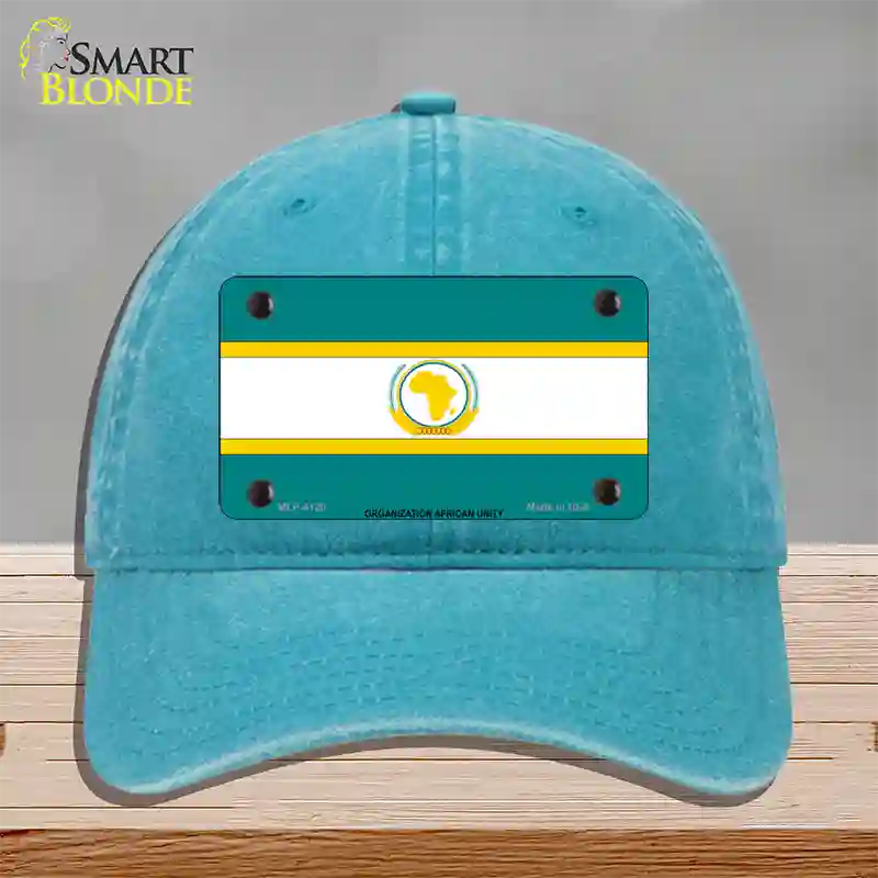 Organization African Unity Flag Novelty License Plate Hat Unconstructed Cotton / Lake Blue