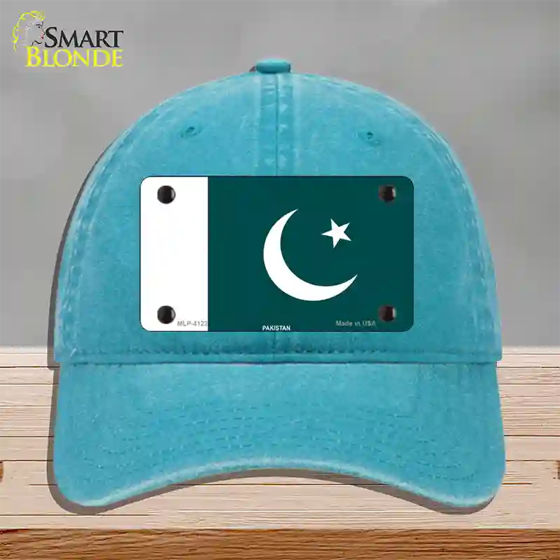 Pakistan Flag Novelty License Plate Hat Unconstructed Cotton / Lake Blue