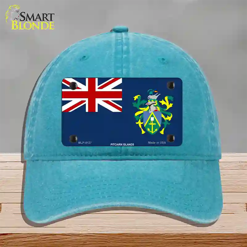 Pitcairn Islands Flag Novelty License Plate Hat Unconstructed Cotton / Lake Blue