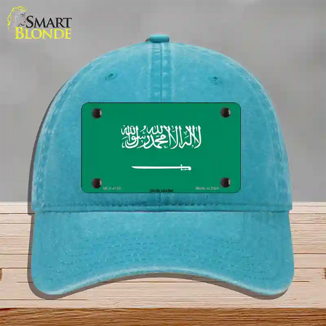 Saudi Arabia Flag Novelty License Plate Hat Unconstructed Cotton / Lake Blue