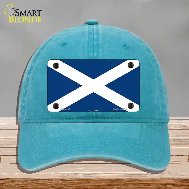 Scotland Flag Novelty License Plate Hat Unconstructed Cotton / Lake Blue