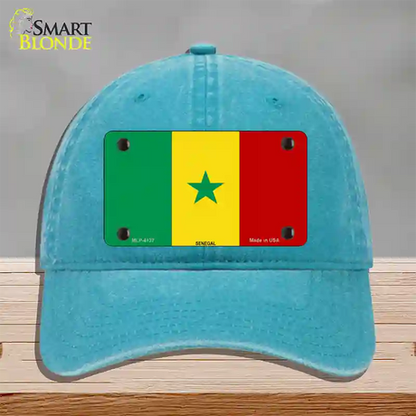 Senegal Flag Novelty License Plate Hat Unconstructed Cotton / Lake Blue