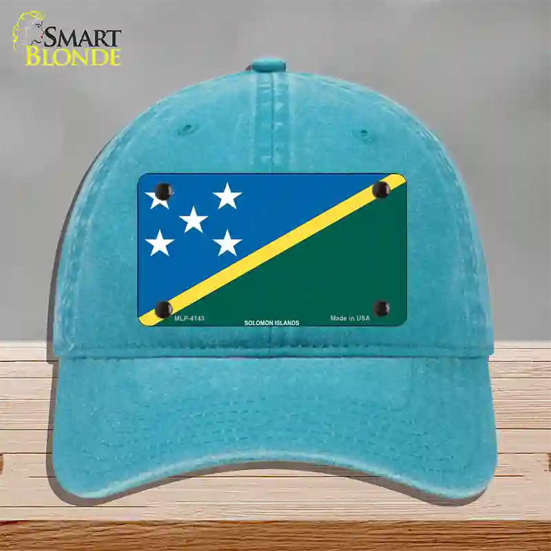 Solomon Islands Flag Novelty License Plate Hat Unconstructed Cotton / Lake Blue