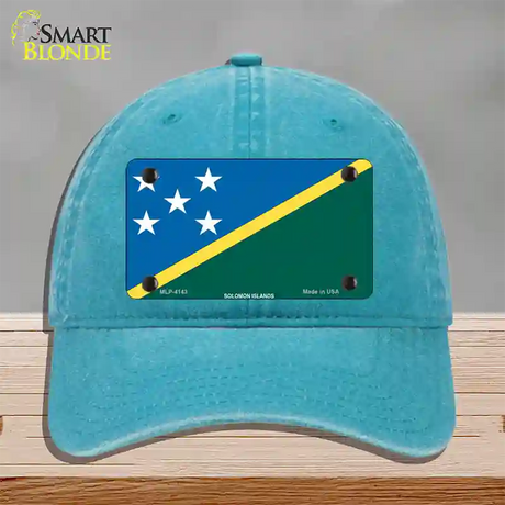 Solomon Islands Flag Novelty License Plate Hat Unconstructed Cotton / Lake Blue