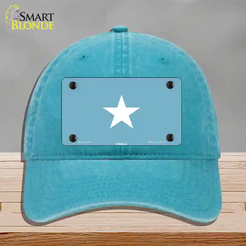 Somalia Flag Novelty License Plate Hat Unconstructed Cotton / Lake Blue