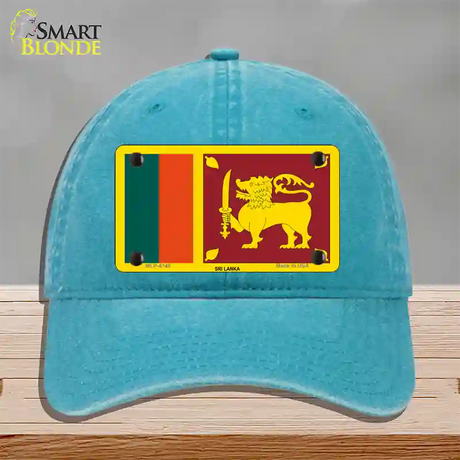 Sri Lanka Flag Novelty License Plate Hat Unconstructed Cotton / Lake Blue