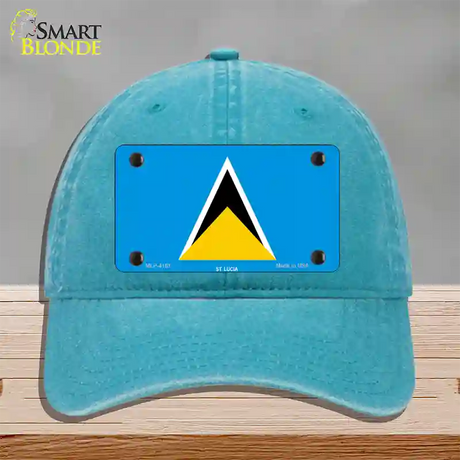 St Lucia Flag Novelty License Plate Hat Unconstructed Cotton / Lake Blue