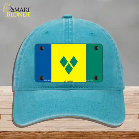 St Vincent Flag Novelty License Plate Hat Unconstructed Cotton / Lake Blue