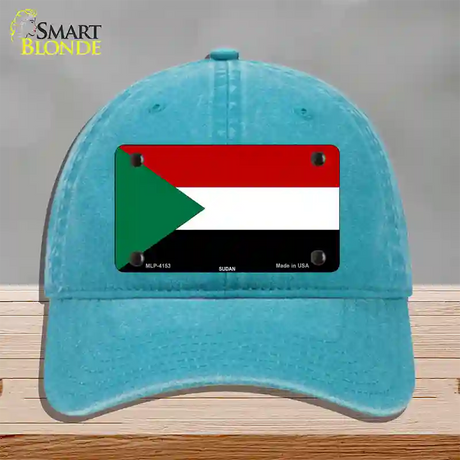 Sudan Flag Novelty License Plate Hat Unconstructed Cotton / Lake Blue