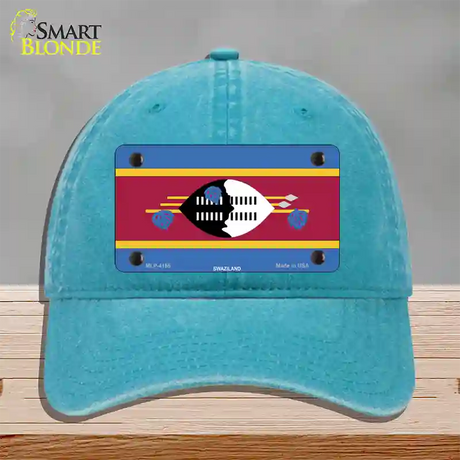 Swaziland Flag Novelty License Plate Hat Unconstructed Cotton / Lake Blue