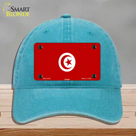 Tunisia Flag Novelty License Plate Hat Unconstructed Cotton / Lake Blue