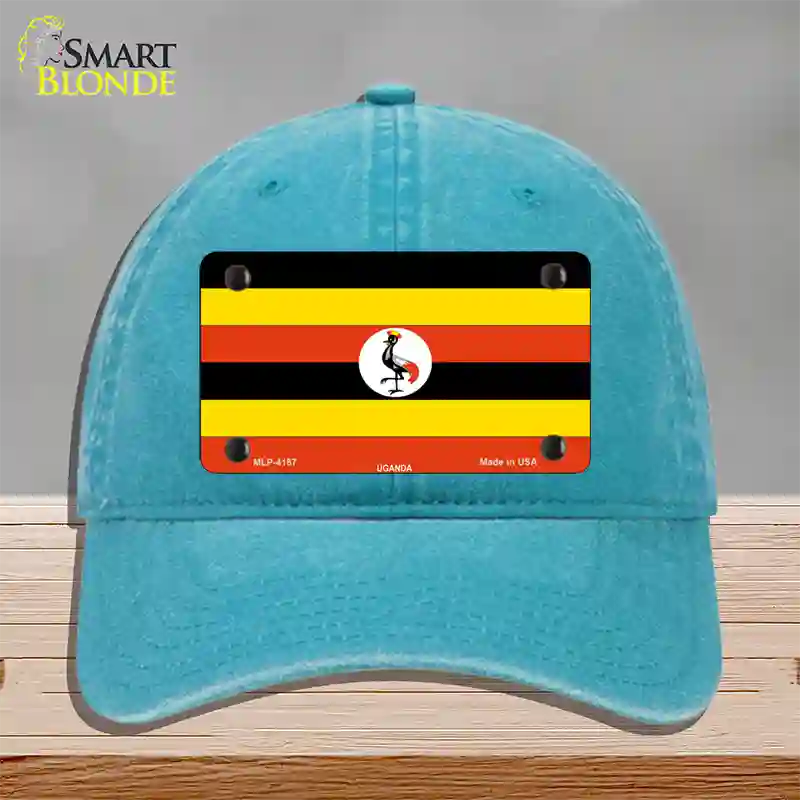 Uganda Flag Novelty License Plate Hat Unconstructed Cotton / Lake Blue