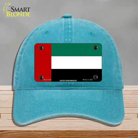 United Arab Emirates Flag Novelty License Plate Hat Unconstructed Cotton / Lake Blue