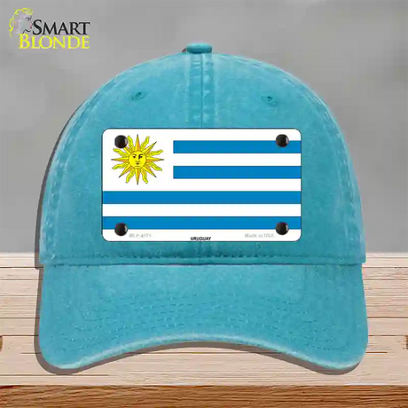 Uruguay Flag Novelty License Plate Hat Unconstructed Cotton / Lake Blue