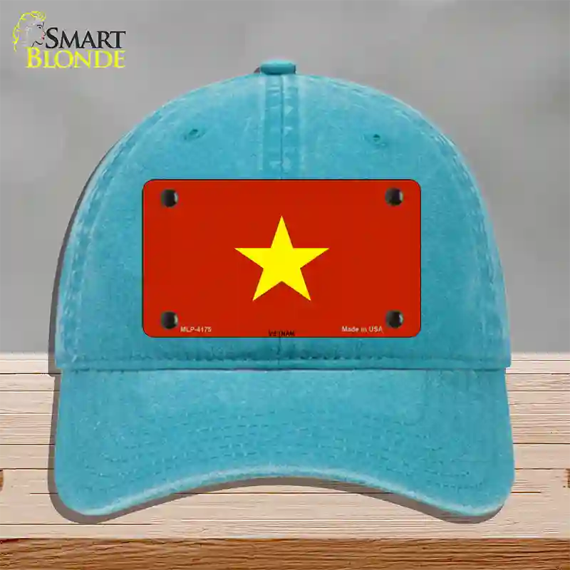 Vietnam Flag Novelty License Plate Hat Unconstructed Cotton / Lake Blue