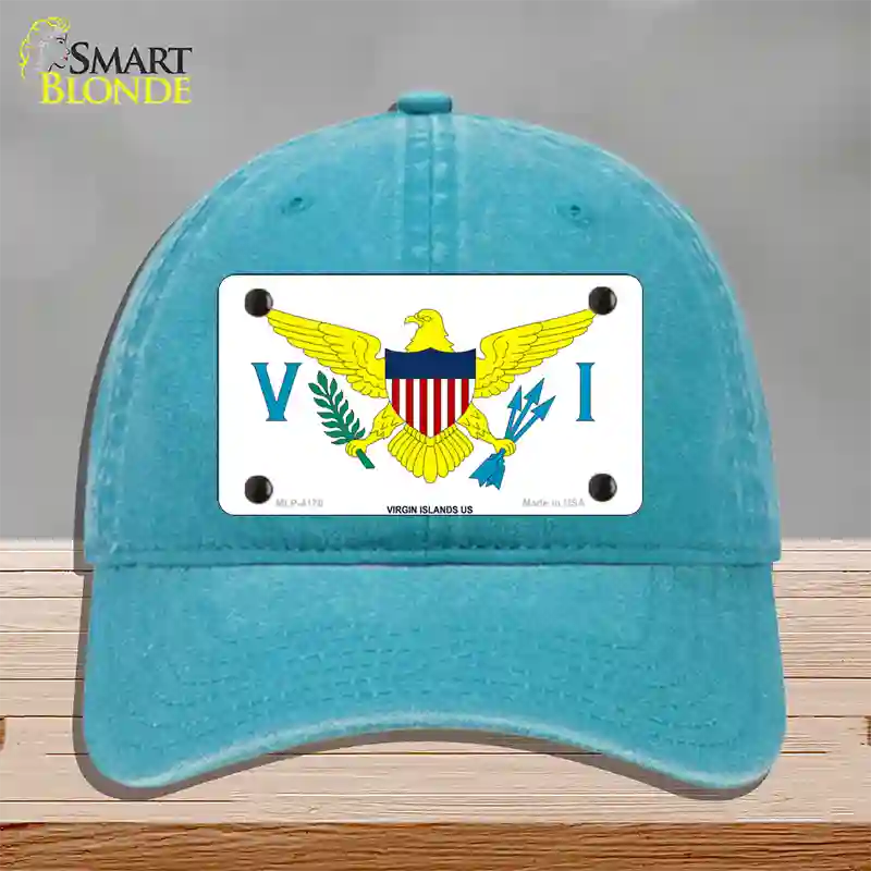 Virgin Islands US Flag Novelty License Plate Hat Unconstructed Cotton / Lake Blue