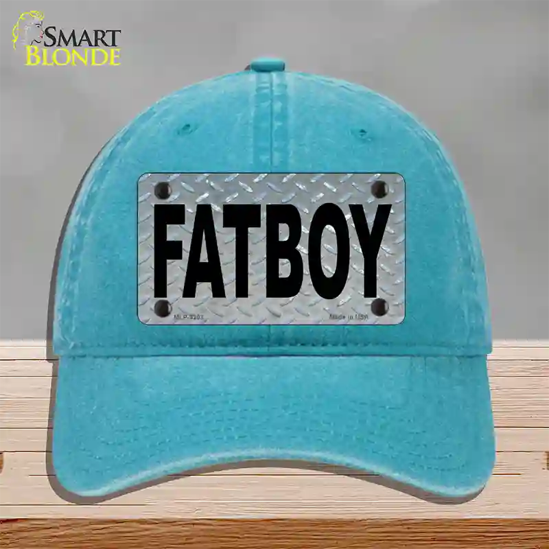 Fat Boy Diamond Novelty License Plate Hat Unconstructed Cotton / Lake Blue