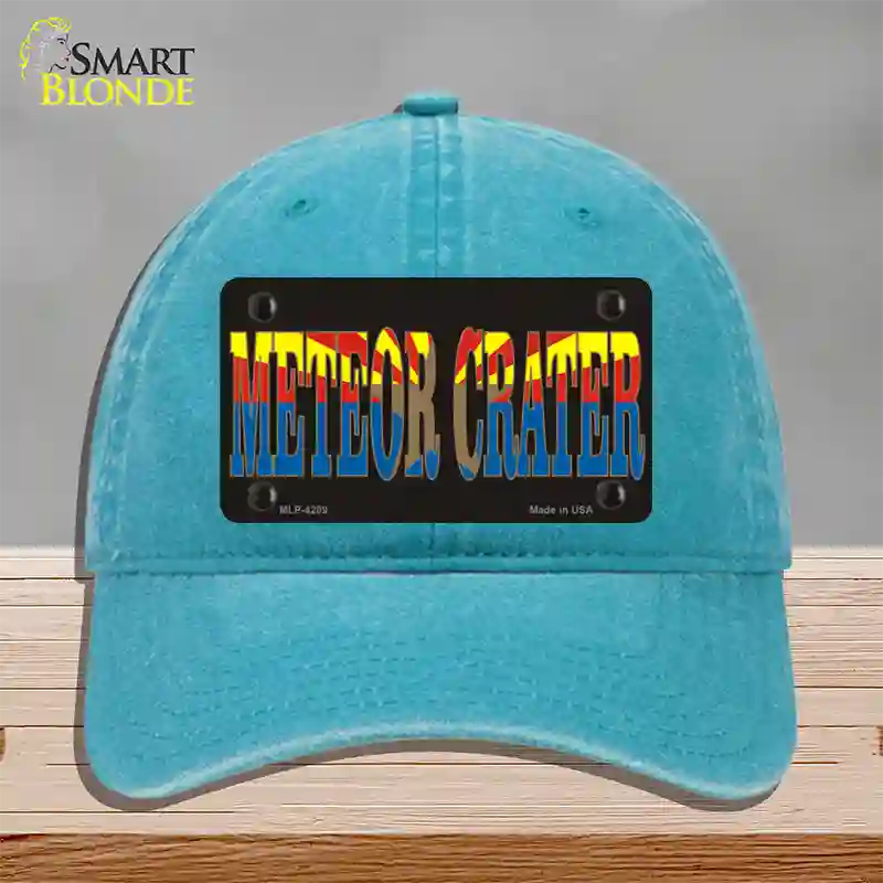 Meteor Crater Arizona Flag Novelty License Plate Hat Unconstructed Cotton / Lake Blue