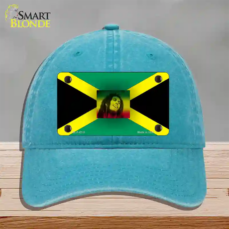 Jamaica Flag Bob Marley Novelty License Plate Hat Unconstructed Cotton / Lake Blue