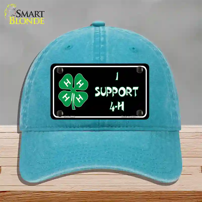 I Support 4-H Novelty License Plate Hat Unconstructed Cotton / Lake Blue